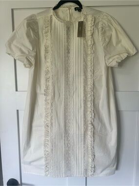 NWT J. Crew Ivory Lace Pintuck Dress